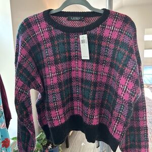 Ralph Lauren Pink Multi Plaid Sweater